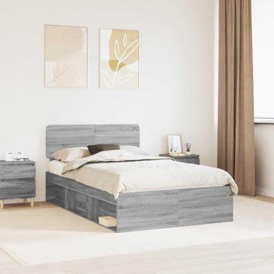 Bedframe Grijs Sonoma 120 x 190 cm Massief grenenhout