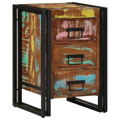 Nachtkastje Multikleur 40 x 40 x 59 cm Massief Gerecycled Hout