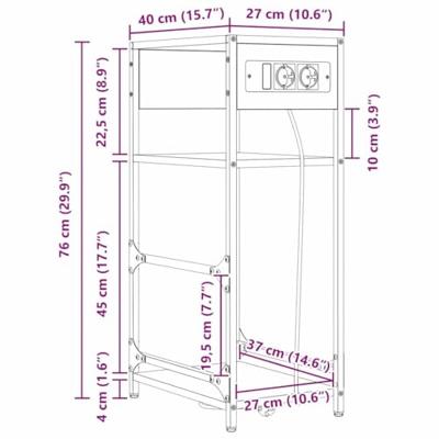Nachtkastje met lade Grijs sonoma 40 x 27 x 76 cm Bewerkt hout Nachtkastje met lade Grijs sonoma 40 x 27 x 76 cm Bewerkt hout