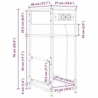 Nachtkastje bruin eikenkleur 40 x 27 x 76 cm Bewerkt hout - thumbnail
