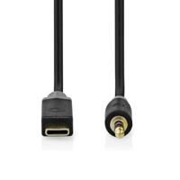 Nedis CCBW65950AT10 Usb-c™ Adapter Usb 2.0 Usb-c™ Male 3,5 Mm Male 1.00 M Rond Verguld Pvc Zwart Doos - thumbnail