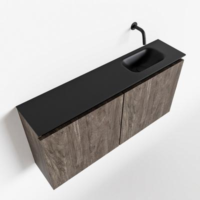 MONDIAZ TURE 100cm toiletmeubel dark brown. EDEN wastafel urban rechts geen kraangat