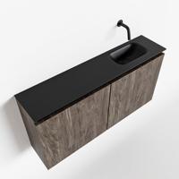 MONDIAZ TURE 100cm toiletmeubel dark brown. EDEN wastafel urban rechts geen kraangat - thumbnail