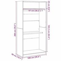 Kledingkast Zwart eiken 100 x 50 x 200 cm Bewerkt hout - thumbnail