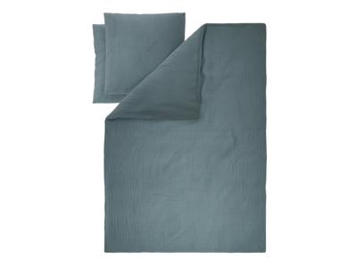 LIVARNO Mousseline dekbedovertrek 200 x 200 cm (Donkerblauw)