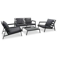 4-delige Loungeset met kussens aluminium donkergrijs - thumbnail