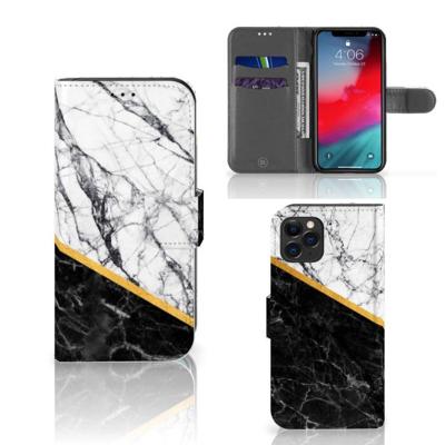 Apple iPhone 11 Pro | Bookcase | Marmer Wit Zwart - Origineel Cadeau Man