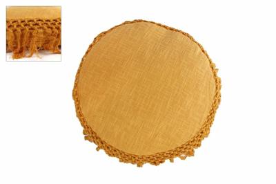 Kussen "Lola" oker stof rond 40x40x2cm