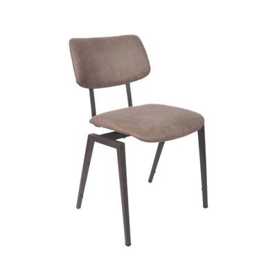LABEL51 Eetkamerstoel Stapelbaar - Taupe - Micro Suede - Zwart Metalen Frame