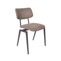 LABEL51 Eetkamerstoel Stapelbaar - Taupe - Micro Suede - Zwart Metalen Frame - thumbnail