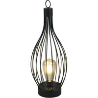 LED Tafellamp met Zonne-energie - Trion Marlon - Dag en Nacht Sensor - Spatwaterdicht IP44 - Rond - Mat Zwart - Aluminium - thumbnail