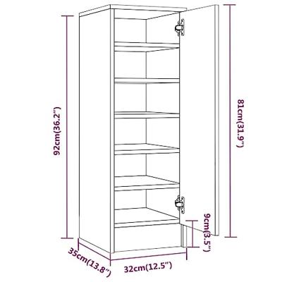 Schoenenkast 32x35x92 cm bewerkt hout bruineikenkleurig Schoenenkast 32x35x92 cm bewerkt hout bruineikenkleurig