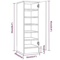 Schoenenkast 32x35x92 cm bewerkt hout bruineikenkleurig - thumbnail