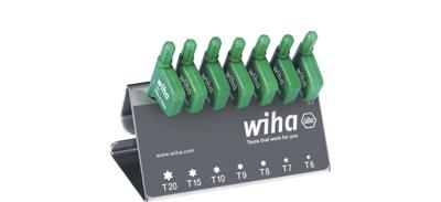Wiha Stiftsleutelset met vlaggetjesgreep | TORX | 8-delig | chemisch gezwart | incl. werkbankhouder - 25625 - 25625