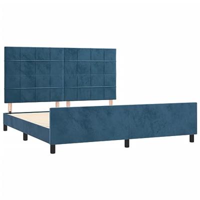 Bedframe met hoofdeinde fluweel donkerblauw 180x200 cm