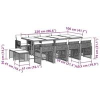13-delige Tuinset met kussens poly rattan zwart - thumbnail