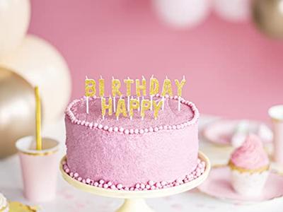 Kaarsjes Set Happy Birthday Glitter Goud