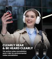 Edifier WH950NB Hybrid Active Noise Cancelling hoofdtelefoon - LDAC Codec met Hi-Res Audio en aangepaste EQ via App na 55 uur speeltijd met opvouwbare draadloze over-ear Bluetooth hoofdtelefoon, Ivoor - thumbnail