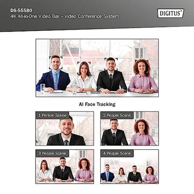Digitus DS-55580 4K videoconferentiesysteem 3840 x 2160 Pixel Luidspreker, Microfoon, Snelle autotracking via AI, Standvoet, Stereomicrofoon, Voice tracking