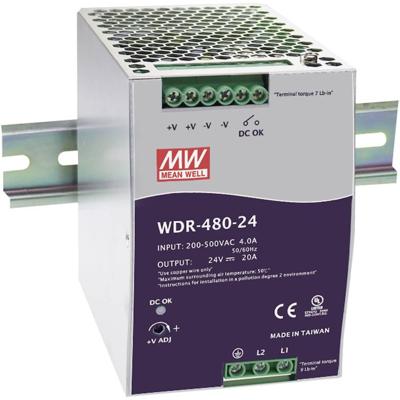 MEAN WELL WDR-480-24 DIN-rail netvoeding 24 V/DC 20 A 480 W Aantal uitgangen:1 x Inhoud 1 stuk(s)