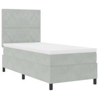 Boxspringbed met matras fluweel lichtgrijs 100x200 cm - thumbnail