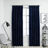 VidaXL Gordijnen verduisterend 2 st met haken 140x245 cm fluweel blauw - thumbnail