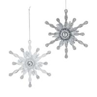 White & Silver metaal h11 cm Ornament kerstbal Kurt S. Adler - Kurt s adler - thumbnail