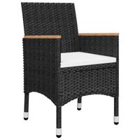 5-delige Bistroset poly rattan en gehard glas zwart - thumbnail