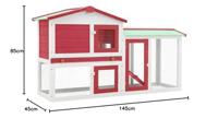 Konijnenhok voor buiten groot 145x45x85 cm hout rood en wit - thumbnail