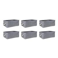QUVIO Opbergmand met handvaten van touw - Grijs - Set van 6 - thumbnail