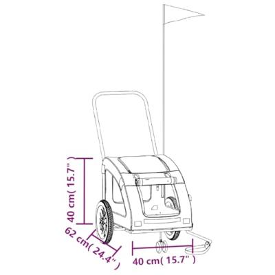 Hondenfietstrailer oxford stof en ijzer oranje en grijs