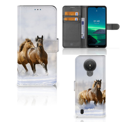 Nokia 1.4 | Telefoonhoesje | Met pasjeshouder | Paarden