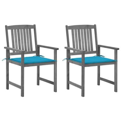VidaXL Tuinstoelen 2 st met kussens massief acaciahout grijs
