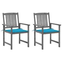 VidaXL Tuinstoelen 2 st met kussens massief acaciahout grijs - thumbnail