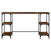 Bureau 140x50x75 cm metaal en bewerkt hout gerookt eikenkleurig - thumbnail