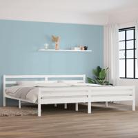 Bedframe massief hout wit 200x200 cm - thumbnail