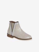 Leren meisjeslaarzen met rits en elastiek goud - thumbnail