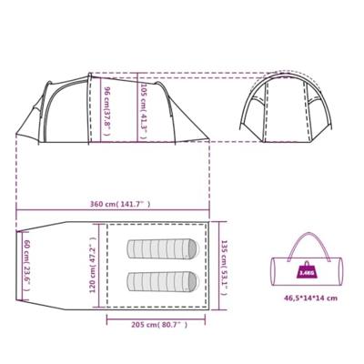VidaXL Tunneltent 2-persoons waterdicht oranje