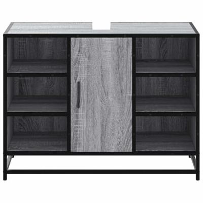 Wastafelkast 80x33x60 cm bewerkt hout grijs sonoma eikenkleurig