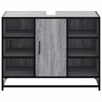 Wastafelkast 80x33x60 cm bewerkt hout grijs sonoma eikenkleurig - thumbnail