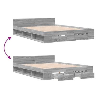 Bedframe met lades bewerkt hout grijs sonoma eiken 160x200 cm