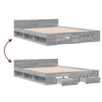 Bedframe met lades bewerkt hout grijs sonoma eiken 160x200 cm - thumbnail