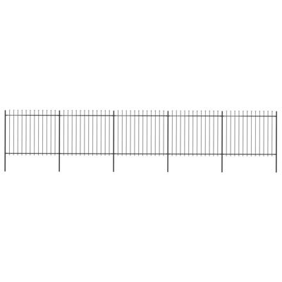 Tuinhek met speren bovenkant 8,5x1,5 m staal zwart