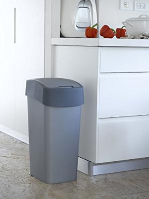 Curver flip bin 45 liter zilver/antraciet Curver flip bin 45 liter zilver/antraciet