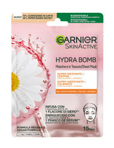 Garnier Skin act tissue masker kamille& hyaluronzuur 1 Stuks Garnier Skin act tissue masker kamille& hyaluronzuur 1 Stuks