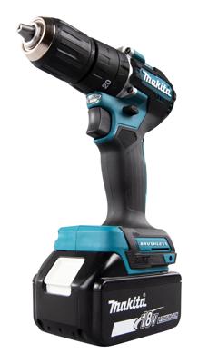 Makita dhp487rtj 18v klopboor-/schroefmachine koolborstelloos 5,0 ah accu (2 st), snellader, mbox