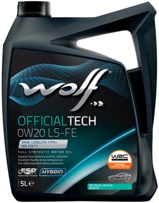 Wolf motorolie "officialtech ls fe". motoroil 0w20 5l off.tech ls-fe