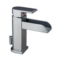 IDROVIA ééngreepsmengkraan wastafel met watervaluitloop, chroom keramische schijven geluidsarme, verwisselbare 25 mm cartouche flexibele metalen aansluitslangen 1 ¼" (Ø ca. 4 cm) kunststof-afv - thumbnail