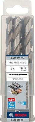 Bosch Accessories 2608585534 HSS Metaal-spiraalboor 11.6 mm Gezamenlijke lengte 142 mm Geslepen DIN 338 Cilinderschacht 5 stuk(s)