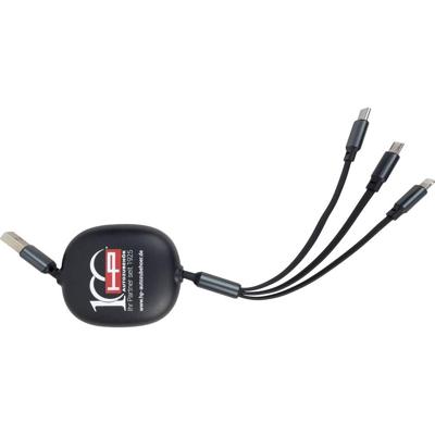 HP Autozubehör Ladekabel 3in1 ausziehbar USB-oplader 1x USB-C, 1x Apple Lightning, 1x Micro-USB Zwart Binnen